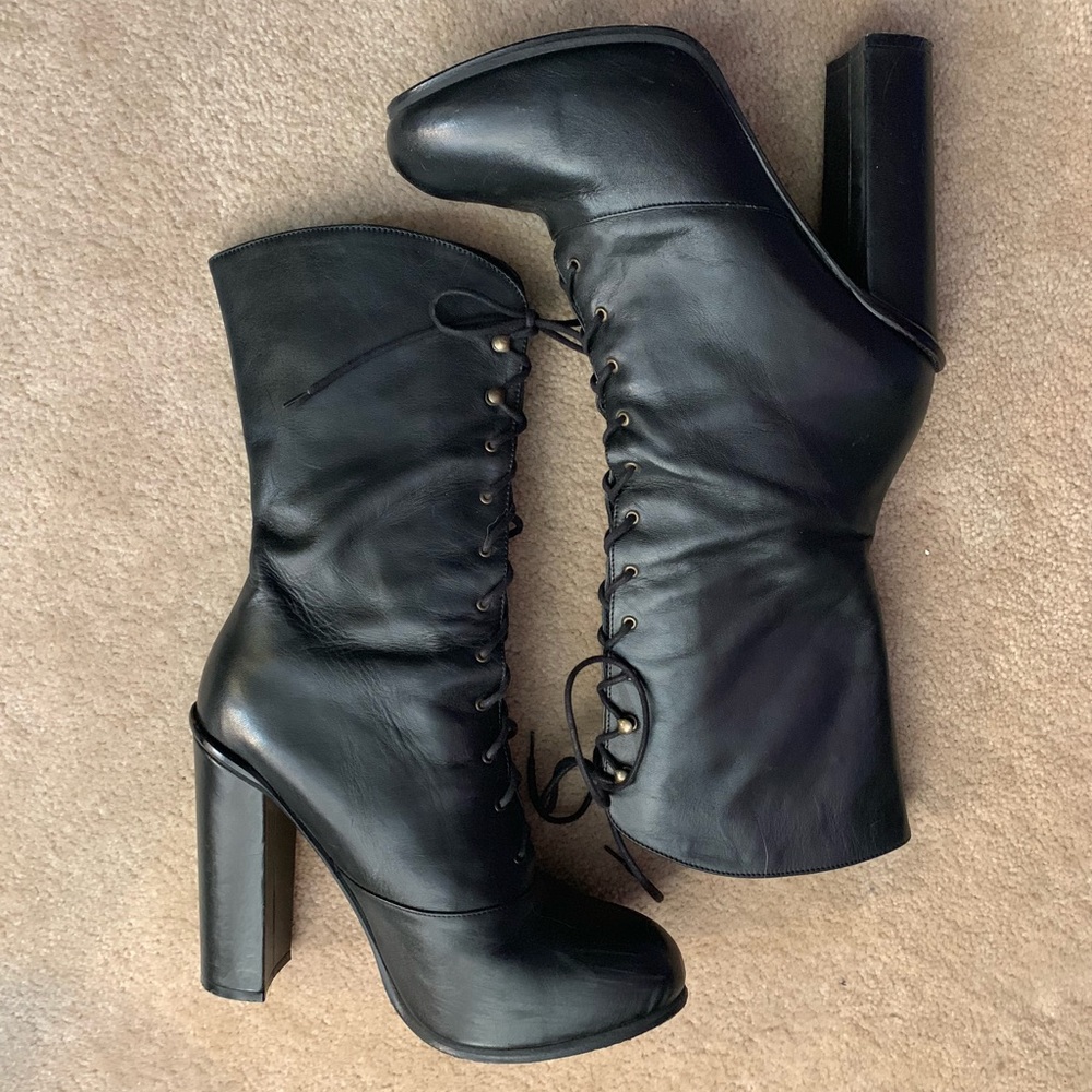 Opening ceremony black leather boots 40 lace up